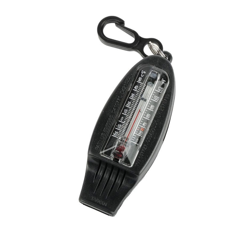 Load image into Gallery viewer, Black whistle with a thermometer on a white background