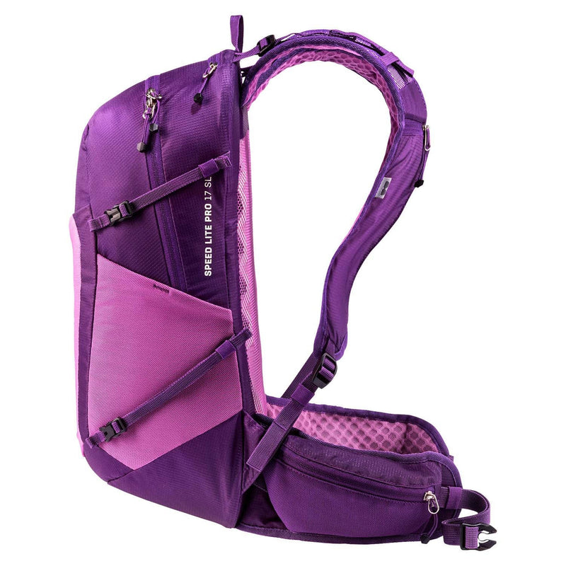 Load image into Gallery viewer, Purple and pink backpack with visible brand name on a white background