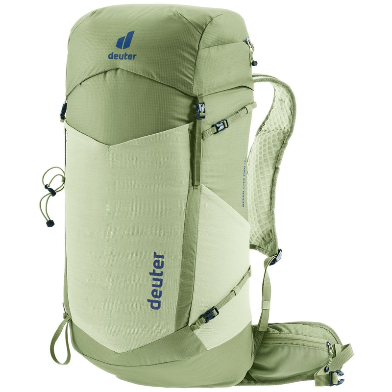 Load image into Gallery viewer, Green hiking backpack with Deuter logo on a white background