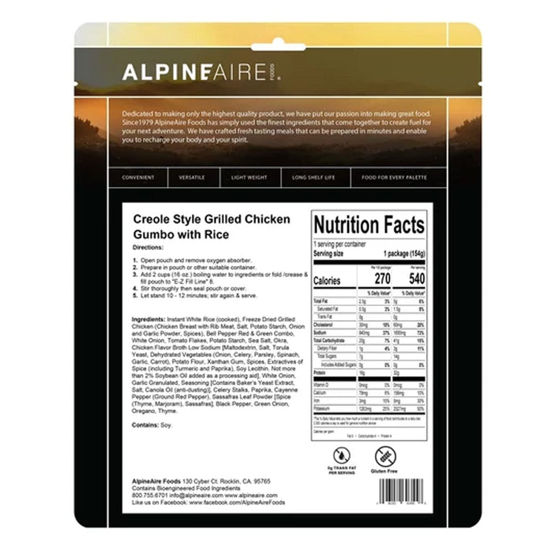 Load image into Gallery viewer, AlpineAire Creole Grilled Chicken Gumbo with Rice