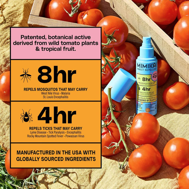 Load image into Gallery viewer, Mimika 8-hour mosquito repellent spray with tomatoes in the background