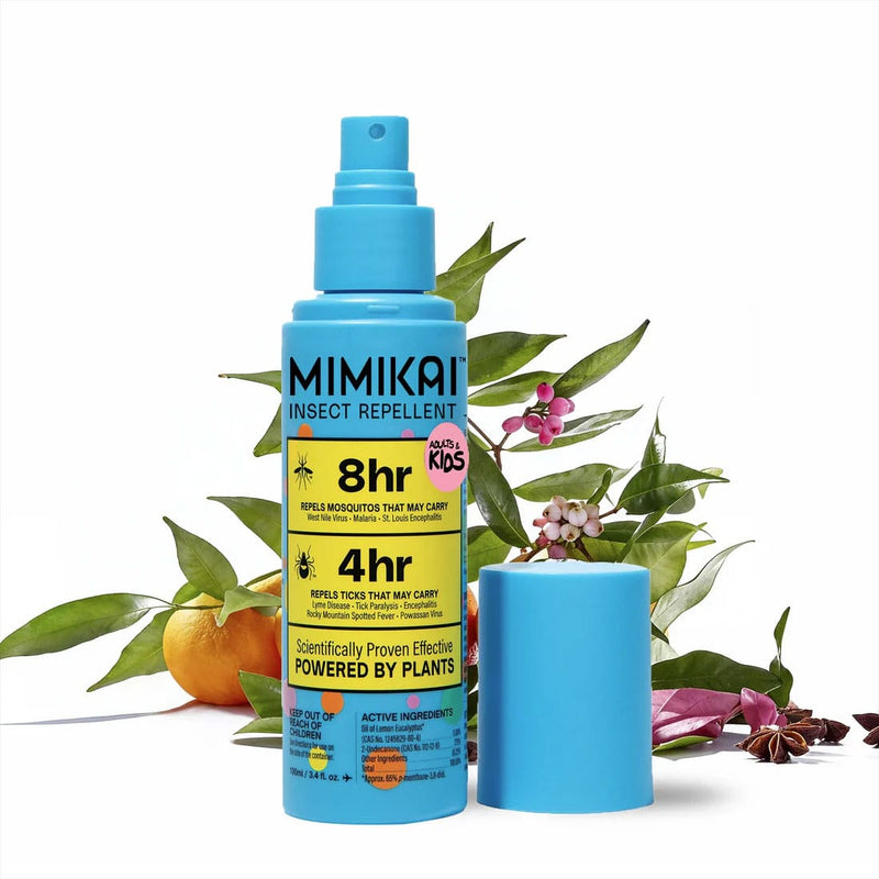 Load image into Gallery viewer, Mimikai insect repellent spray bottle with leaves and flowers on a white background