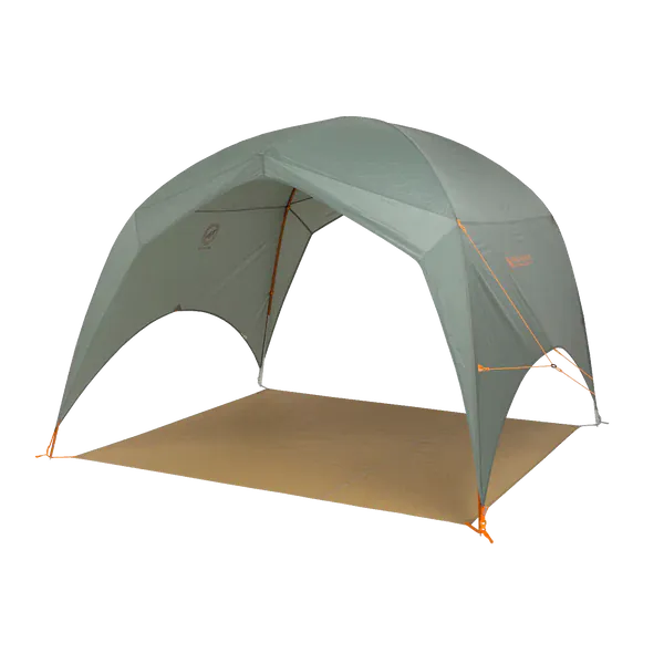 Load image into Gallery viewer, Green camping tent with a brown groundsheet on a white background