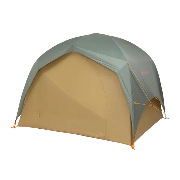 Load image into Gallery viewer, Two-toned camping tent with green and beige colors on a white background
