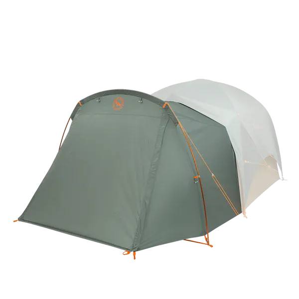 Load image into Gallery viewer, Green and white tent with orange accents on a white background