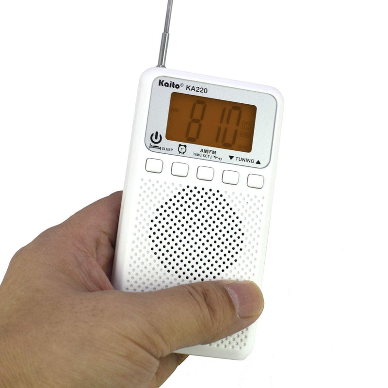Load image into Gallery viewer, Kaito KA220W Pocket Digital AM/FM Radio with Alarm Clock & Sleep Timer