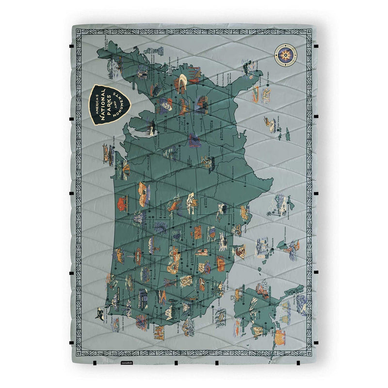 Load image into Gallery viewer, Nomadix Puffer Blanket: National Park and Monuments Map