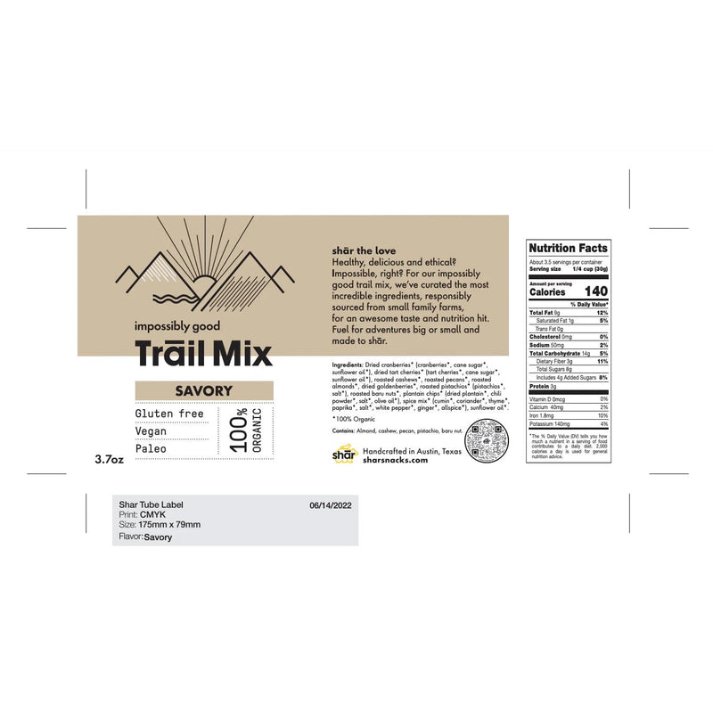 Load image into Gallery viewer, Shar Savory 3.7oz Tube TrailMix