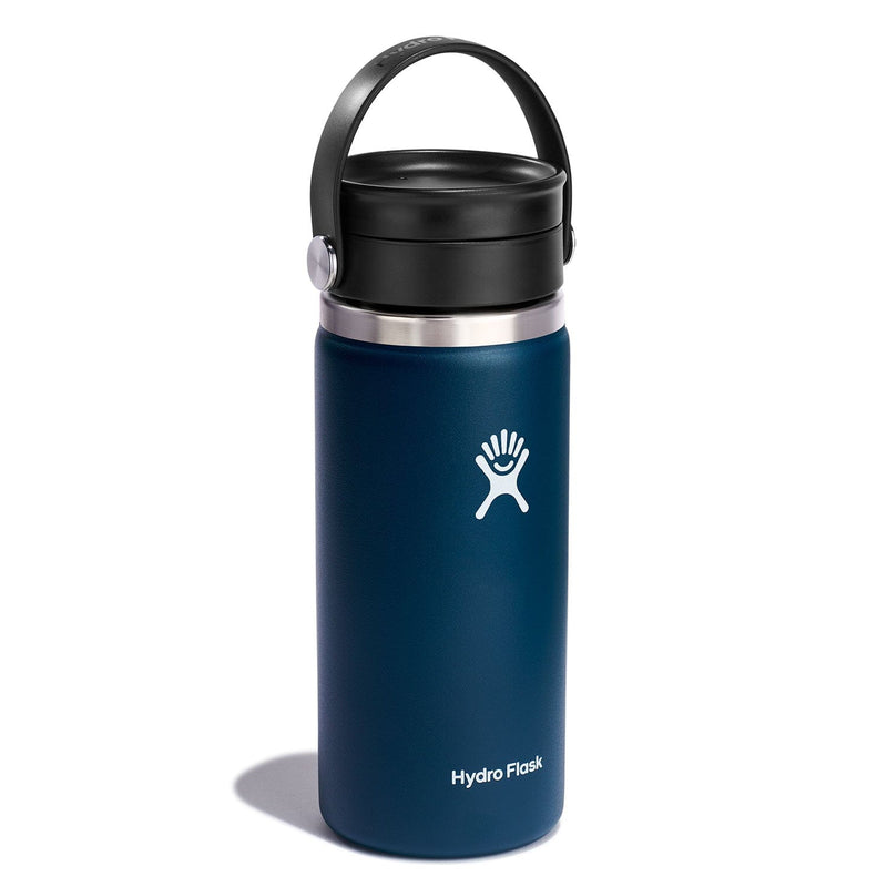 Load image into Gallery viewer, Blue Hydro Flask water bottle with black lid on a white background