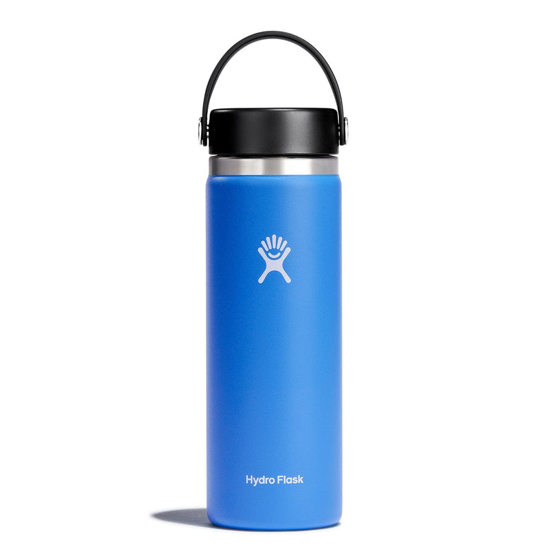 Load image into Gallery viewer, Blue Hydro Flask water bottle with black lid on a white background