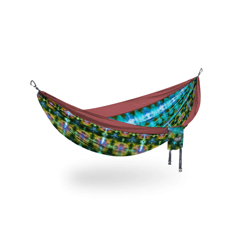 Load image into Gallery viewer, Colorful hammock with tie-dye pattern on a white background