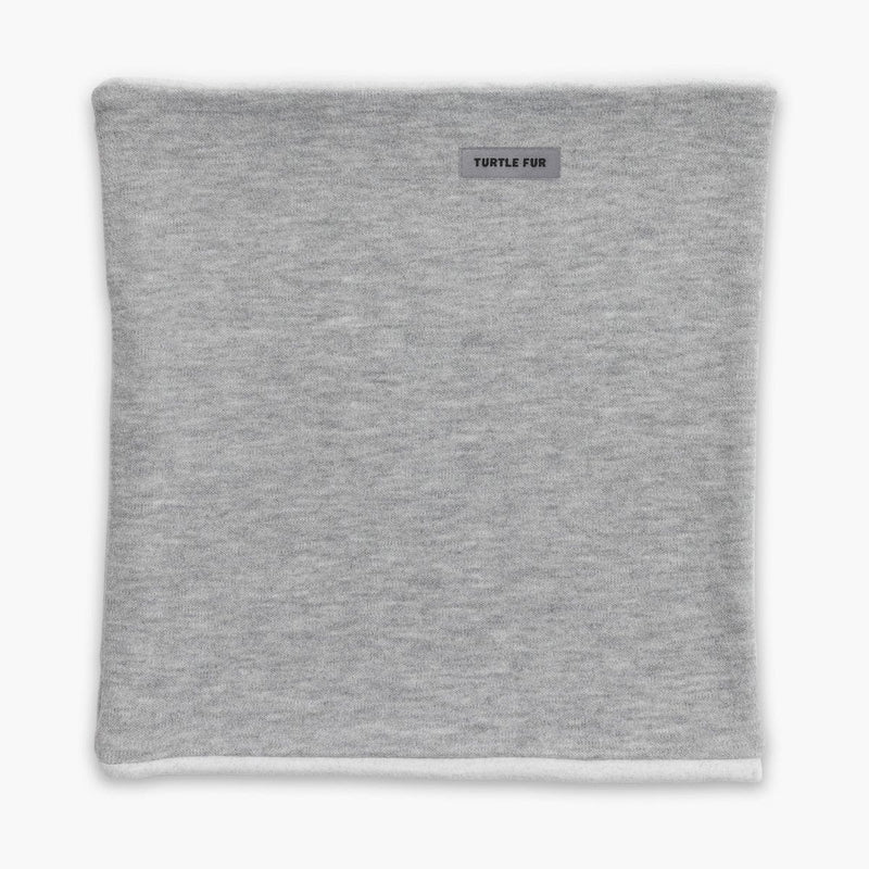 Load image into Gallery viewer, Gray neck gaiter with a brand label on a white background