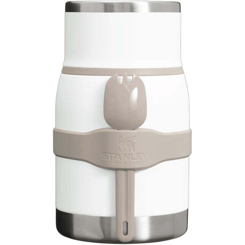 Load image into Gallery viewer, White and beige Stanley insulated mug with handle on a white background