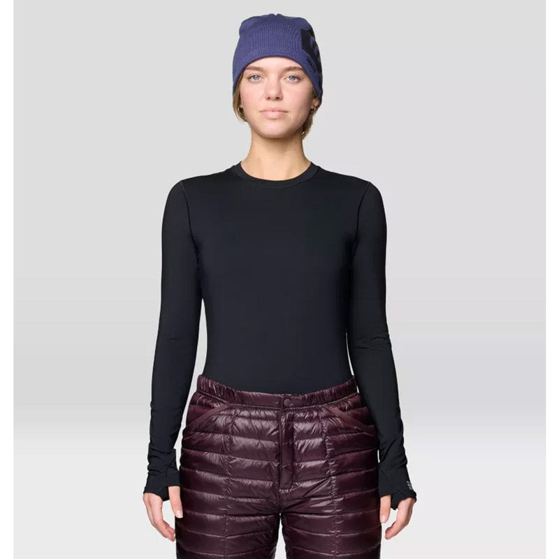 Load image into Gallery viewer, Person wearing a black long-sleeve top and maroon puffer pants with a purple beanie on a light gray background