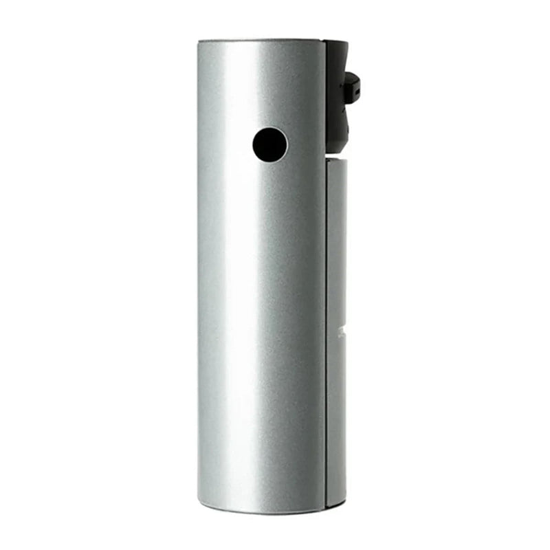 Load image into Gallery viewer, Silver cylindrical object with a black component on a white background