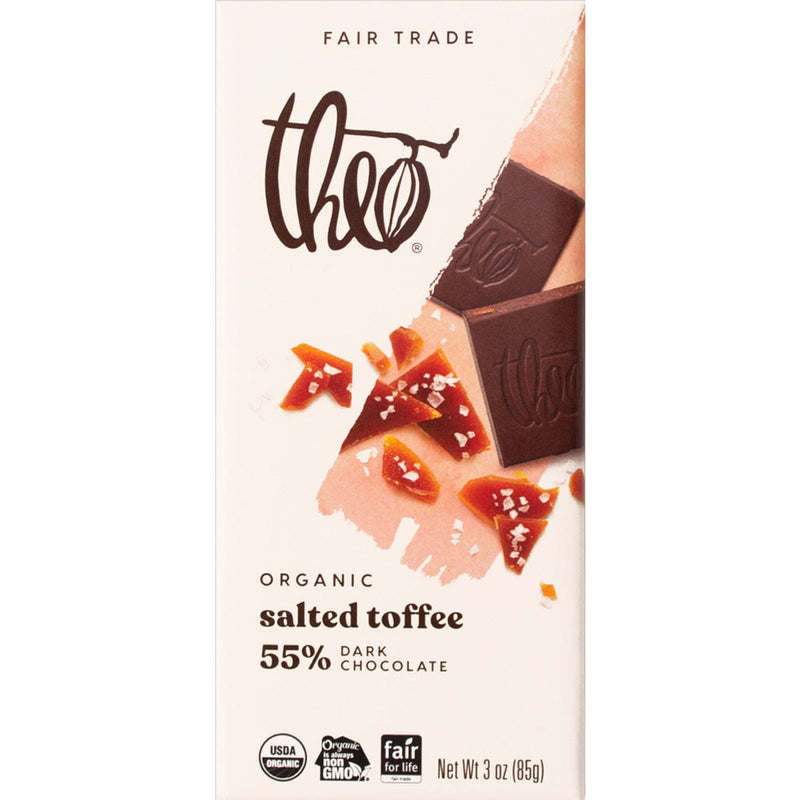 Load image into Gallery viewer, Theo's Salted Toffee 55% Dark Chocolate