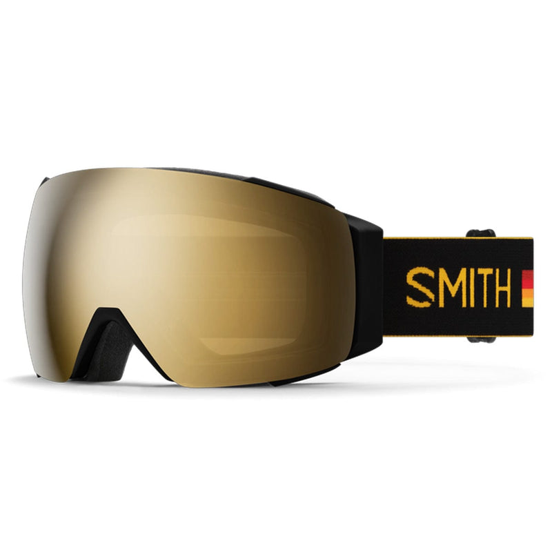 Load image into Gallery viewer, Smith I/O Mag Speed Racer/ChromaPop Sun Black Gold Mirror/Chromapop Storm Blue Sensor Mirror Snow Goggles