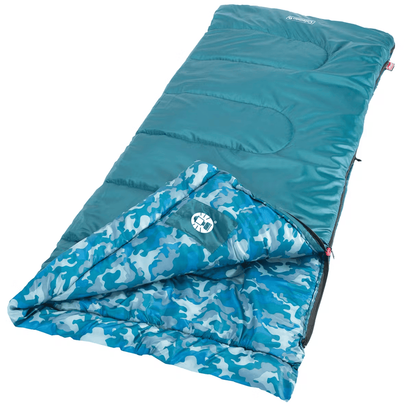 Load image into Gallery viewer, Blue camouflage sleeping bag on a white background