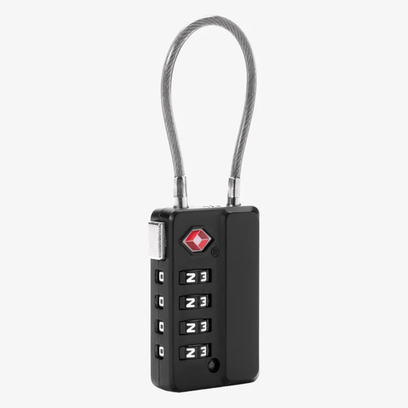 Load image into Gallery viewer, Black combination lock with a red logo on a white background