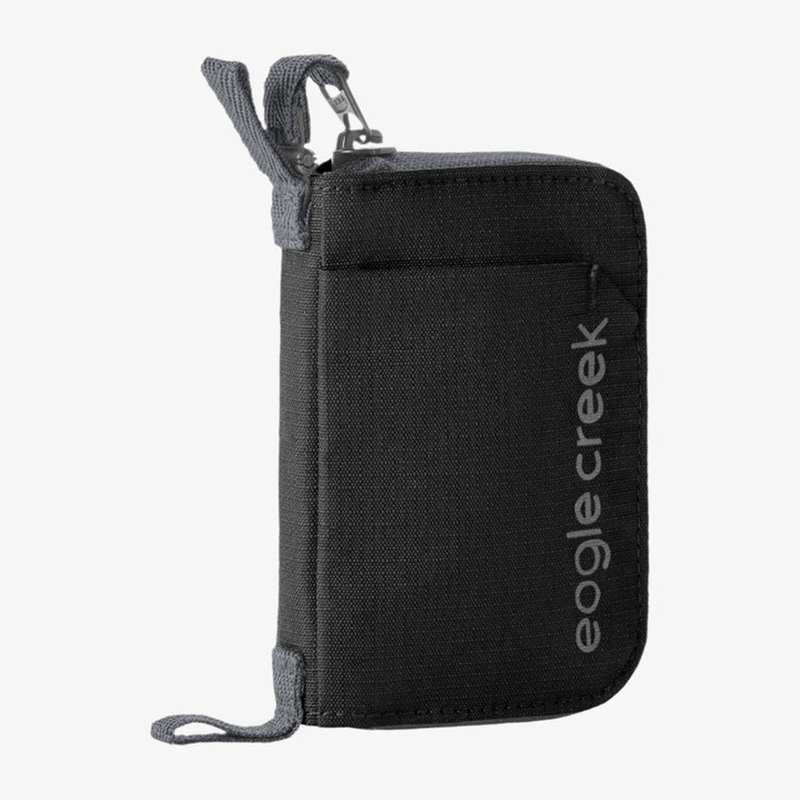 Load image into Gallery viewer, Black travel wallet with 'eagle creek' branding on a white background