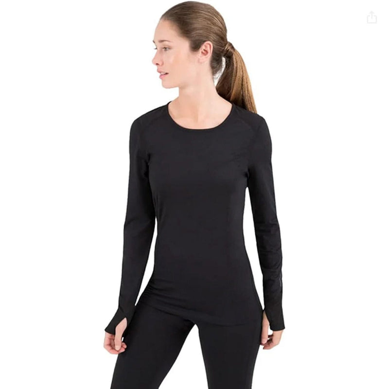 Load image into Gallery viewer, Woman wearing a black long-sleeve top on a white background