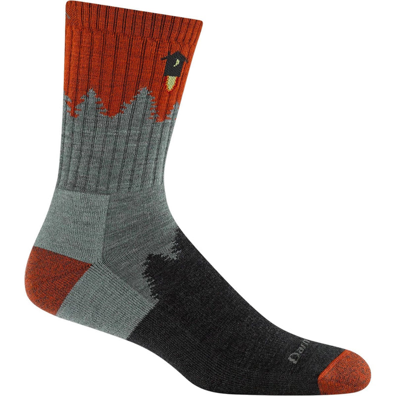 Load image into Gallery viewer, Gray and orange sock with a brand logo on a white background