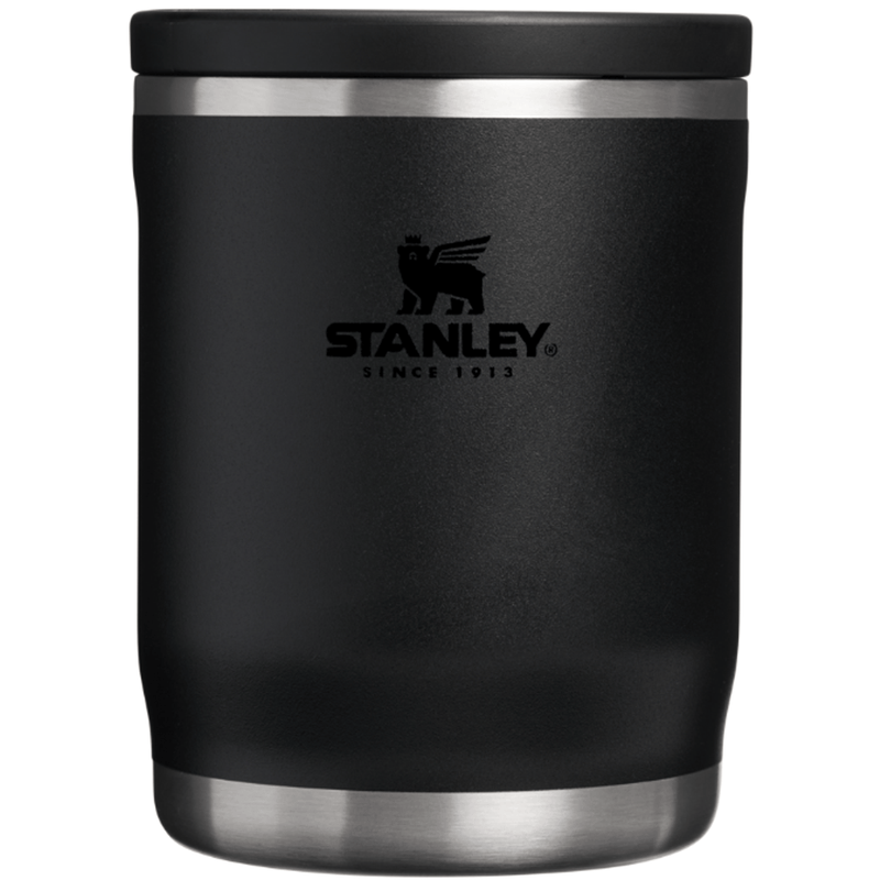 Load image into Gallery viewer, Black Stanley insulated mug with silver lid on a white background