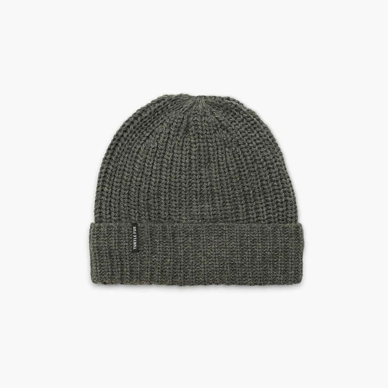 Load image into Gallery viewer, Dark gray knit beanie on a light gray background