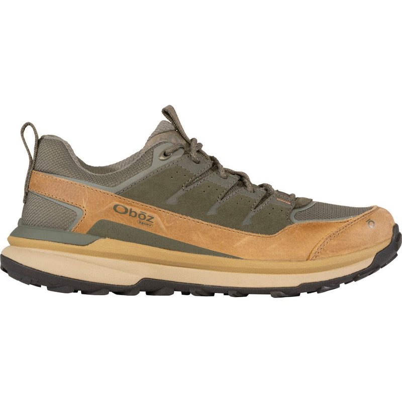 Load image into Gallery viewer, Brown and green hiking shoe with 'Oboz' branding on a white background