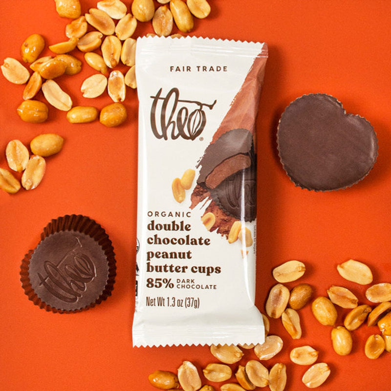 Load image into Gallery viewer, Theo's Double Chocolate Peanut Butter & 85% Dark Chocolate Cups