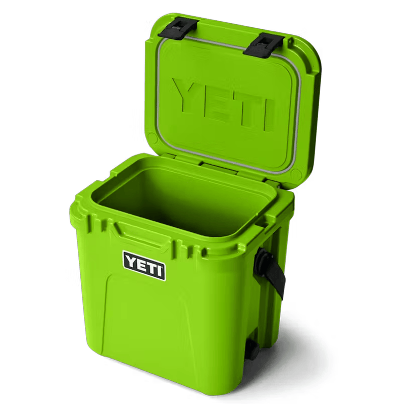 Load image into Gallery viewer, Green YETI cooler with open lid on a white background