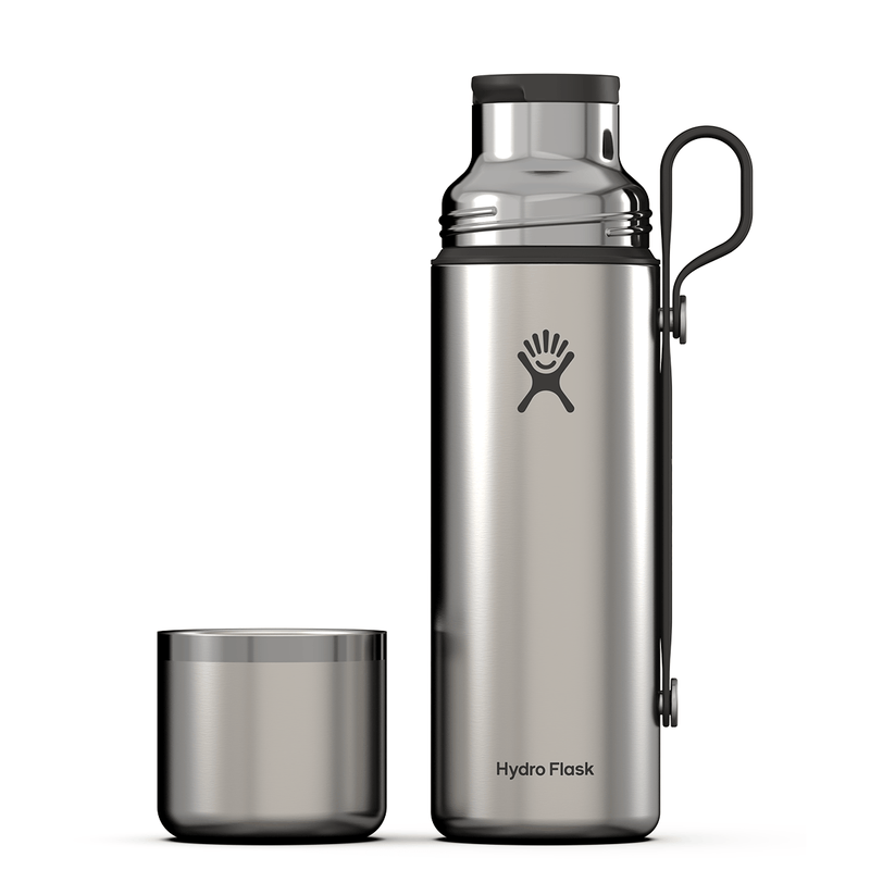 Load image into Gallery viewer, Hydro Flask stainless steel bottle with matching cup on a white background