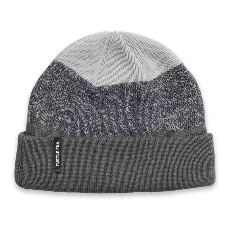Load image into Gallery viewer, Gray and black beanie with a label on a white background