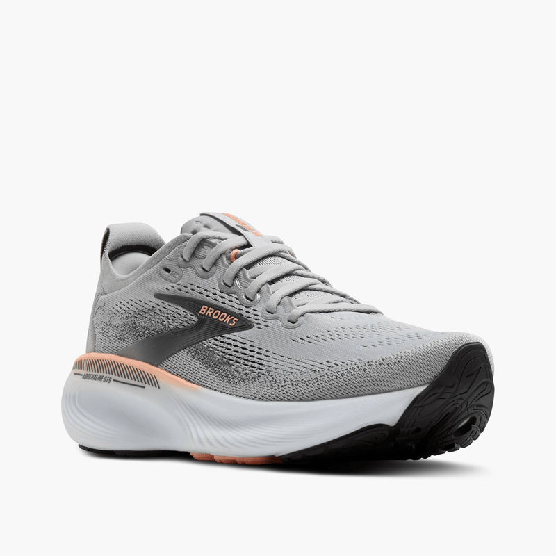 Load image into Gallery viewer, Gray running shoe with black sole on a white background