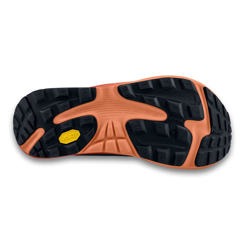 Load image into Gallery viewer, Close-up of a shoe sole with orange and black tread pattern on a white background