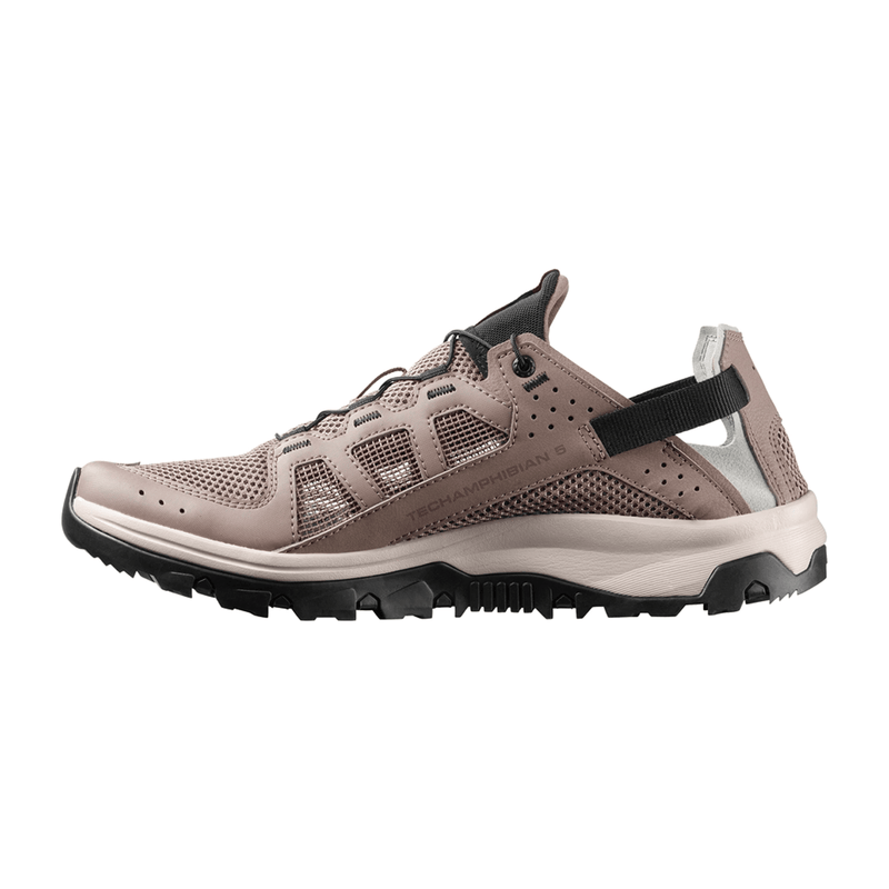 Load image into Gallery viewer, Brown hiking shoe with black sole on a white background