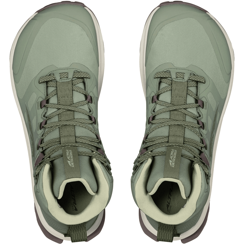 Load image into Gallery viewer, Pair of green hiking boots on a white background