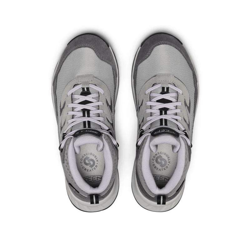 Load image into Gallery viewer, Pair of gray sneakers with white soles on a white background