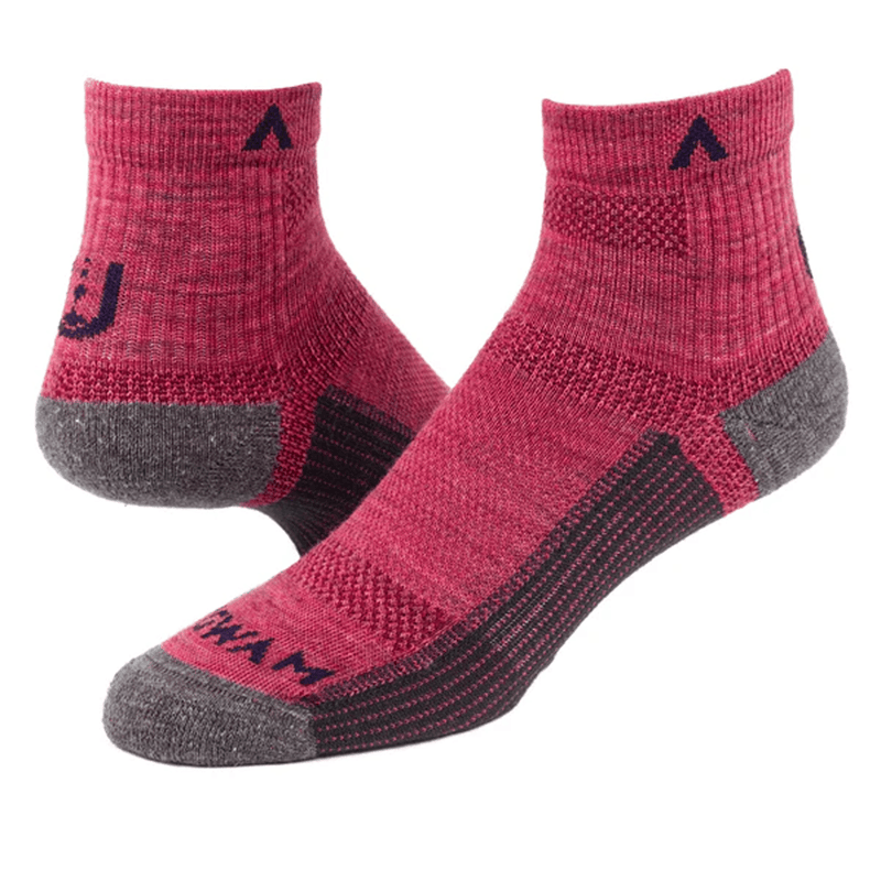 Load image into Gallery viewer, Pair of red socks with gray toes and heels on a white background