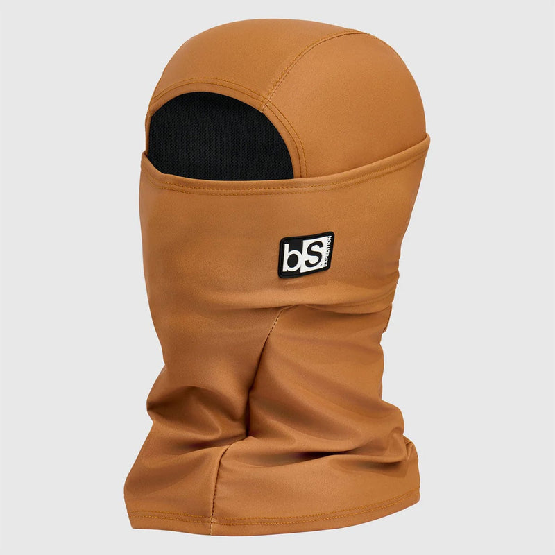 Load image into Gallery viewer, Brown balaclava with a logo on a light gray background