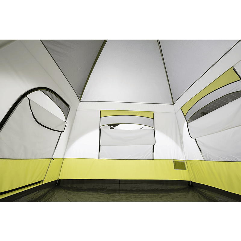 Load image into Gallery viewer, Interior of a tent with yellow accents on a white background