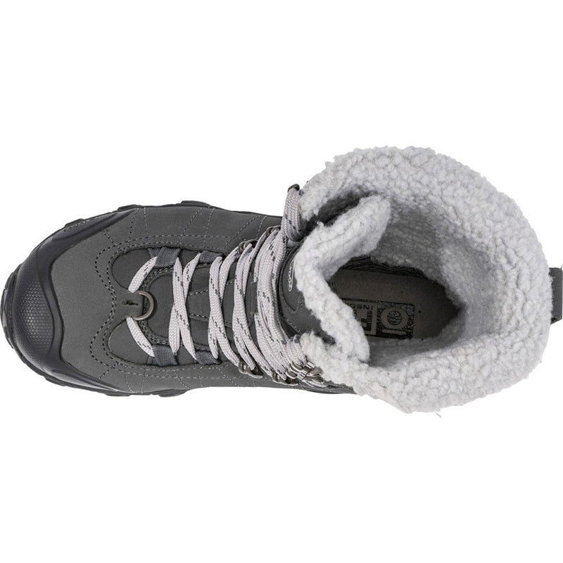 Load image into Gallery viewer, Gray winter boot with white fleece lining on a white background