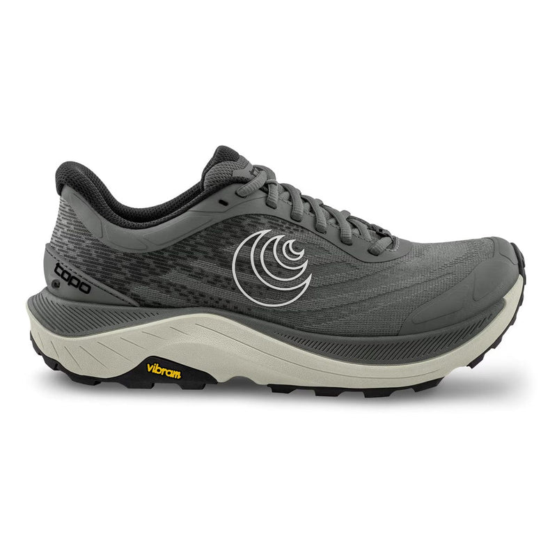 Load image into Gallery viewer, A green Topo Ultraventure 4 trail running shoe for men with orange detailing and a black sole.