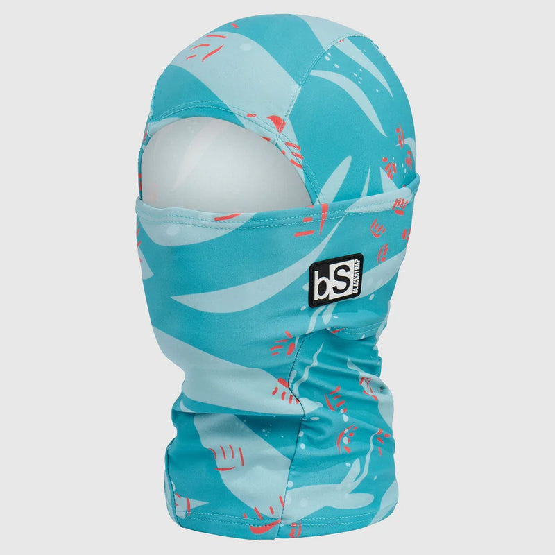 Load image into Gallery viewer, Turquoise patterned balaclava with a brand logo on a white background