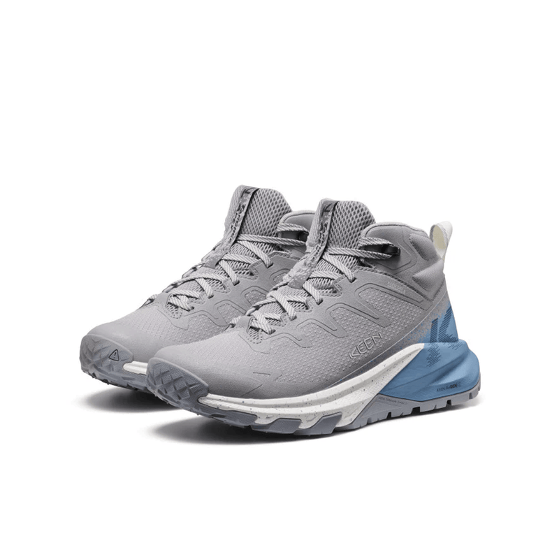 Load image into Gallery viewer, Gray and blue athletic shoes on a white background