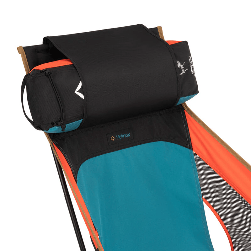 Load image into Gallery viewer, Helinox camping chair with black pillow on a white background