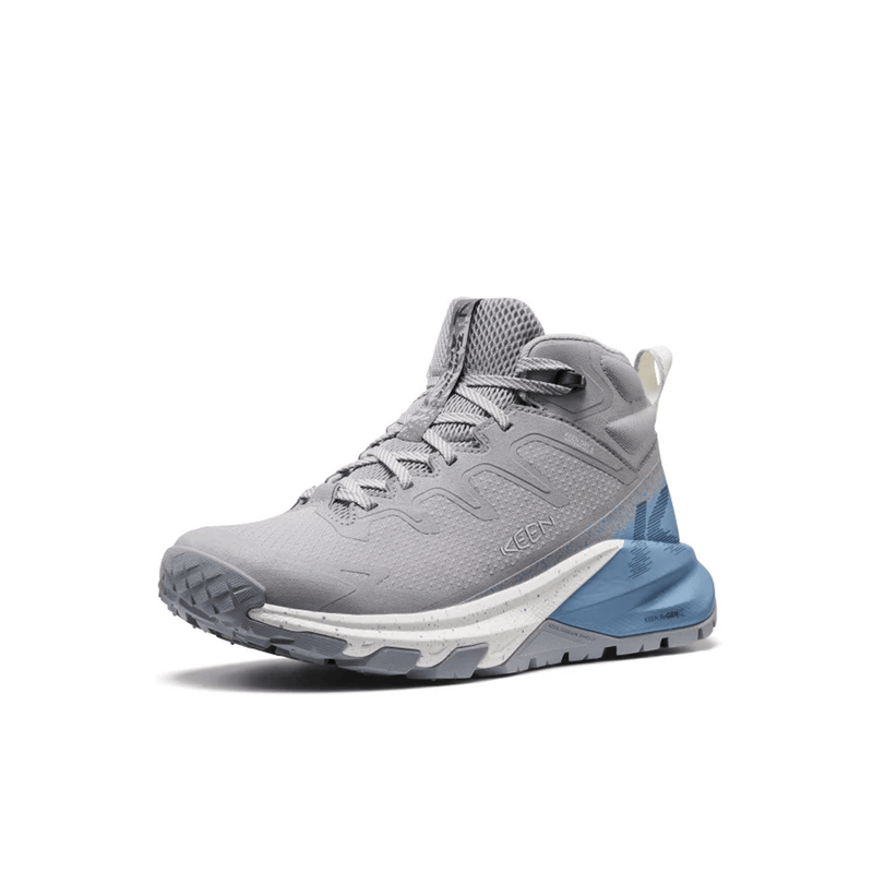Load image into Gallery viewer, Gray and blue athletic shoe on a white background