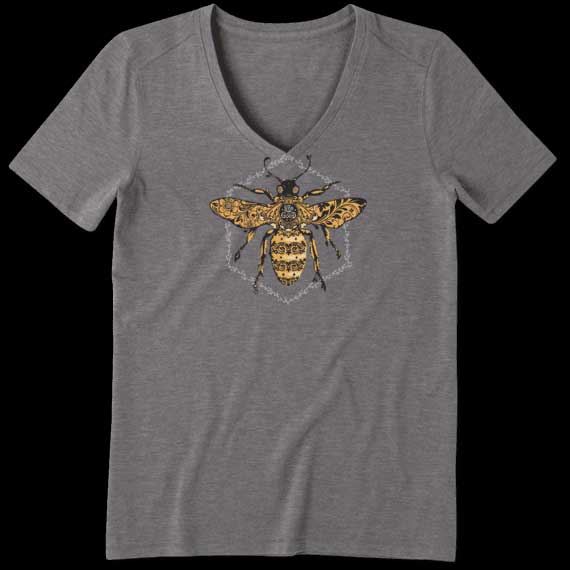 Load image into Gallery viewer, Life is good Cool Vee Primal Bee Short Sleeve Shirt - Women's