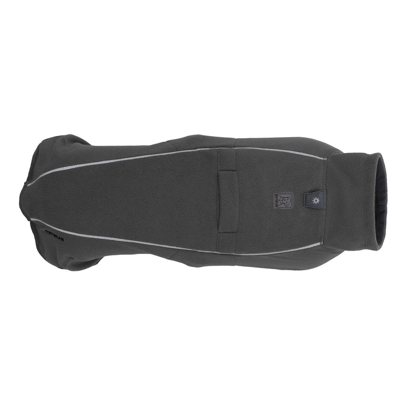 Load image into Gallery viewer, Black dog coat with reflective stripes on a white background
