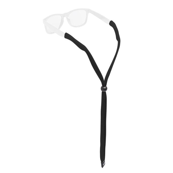 Load image into Gallery viewer, A black Chums Original Cotton Eyewear Retainer, designed to be worn over the ears to secure eyewear.

